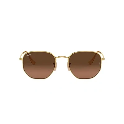 Image of Ray Ban Square Unisex Polished Gold Brown Gradient Hexagonal RB3548N Metal (archived) One Size