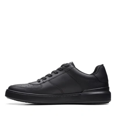 Image of Clarks Men&#039;s Courtlite Tie Sneaker, Black Leather, 7 UK