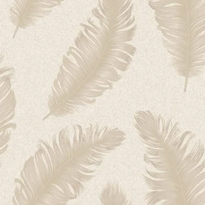 Image of Belgravia Decor Ciara Glitter Feather Textured Vinyl Wallpaper Cream/Soft Beige/Silver 4402