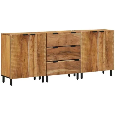 Image of vidaXL 3 Piece Sideboards Brown 60x33x75 cm Solid Wood Acacia