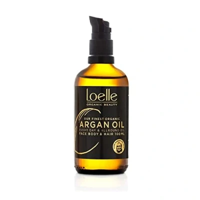 Image of Loelle 100% Pure, Cold Pressed Argan Oil Organic for Hair, Face and Hands Vegan Moisturising Body with Pump Dispenser Hand Picked in Morocco (100ml)