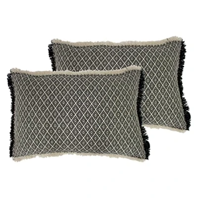 Image of Paoletti Tangier Polyester Filled Cushions (Twin Pack), Cotton, Monochrome