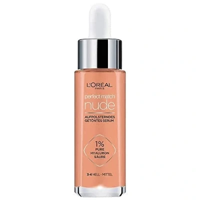 Image of L&#039;Oréal Paris Tinted Serum, Nourishing Liquid Foundation with Hyaluronic Acid, Perfect Match No. 3 4 Light Medium, 1 x 30 ml