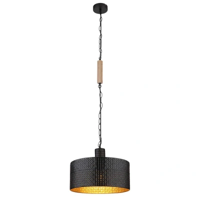 Image of Rielly Cylindrical Pendant Ceiling Light Matt Black 1x E27