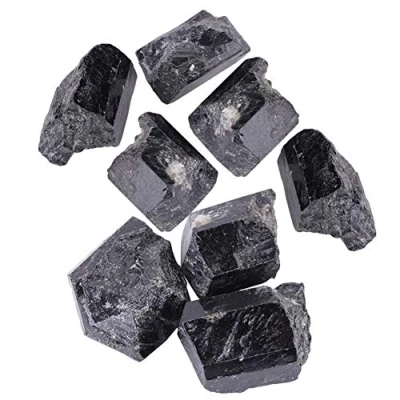 Image of Raw Rough Black Tourmaline Stones, Natural Quartz Crystal Mineral Healing Stone for Jewelry Making or Home Decoration