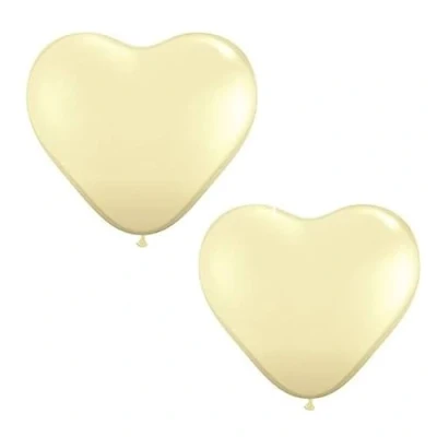 Image of Toyland® Pack of 2 90cm (3ft) Giant Plain Ivory Heart Latex Balloons Celebration &amp; Party Decorations