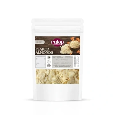 Image of Rulop Flaked Almonds 1kg 100% Natural Raw Sliced Blanched Almond Flakes 1 kg Large Bulk Bag Premium Quality Blanch Slices Slice Nut Ideal for Baking Cakes Cereal Topper Non GMO Vegan