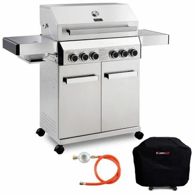 Image of CosmoGrill Platinum Stainless Steel 6 Gas Burner 4+2 Barbecue Grill with Waterproof Cover, Infrared Searer &amp; Back Rotisserie for Home Garden Party Outdoor BBQ Cooking