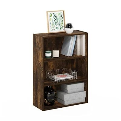 Image of Furinno Bookcase/Bookshelf/Storage Shelves, Engineered Wood, Amber Pine, 119.9(W) x 49.8(H) 40.1(D) cm (11208AP), 3 Tier