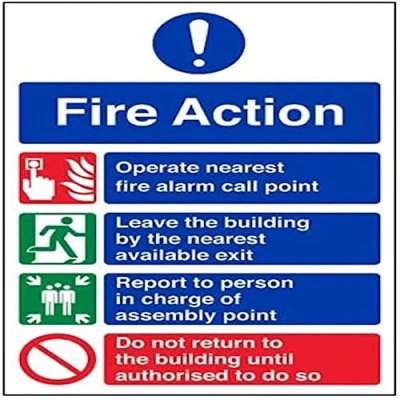 Image of V Safety General Fire Action Prohibition/Do Not Return Notice Sign 210mm x 297mm (A4) 1mm Rigid Plastic