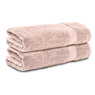 Image of Komfortec Set of 2 Hand Towels 50 x 100 cm 100% Cotton 470 g/m² Terry Cloth Soft Pink
