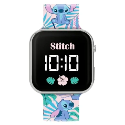 Image of Disney Kids Lilo &amp; Stitch LED Quartz Silicone Strap Blue Watch LAS4091