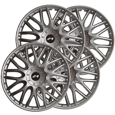 Image of Set of 4 wheel trims ORD 14&quot; inch car cover Simoni Racing Grey