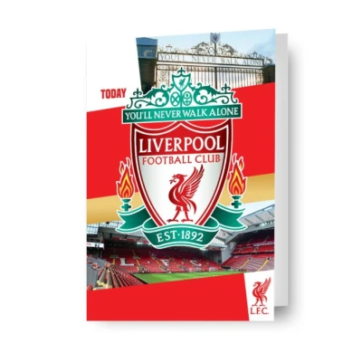 Image of Liverpool Football Club Birthday Card. Comes with Stickers to Personalise your Age and Name, Red