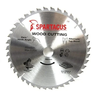 Image of Spartacus 250mm Diameter x 40 Teeth 30mm Bore Wood Cutting Mitre Chop Saw Blade Fits Dewalt DW717 DW717XPS DW716