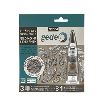 Image of Pebeo GÉDÉO Effect KIT 3D Mixtion &amp; 3 Silver Mirror, foils