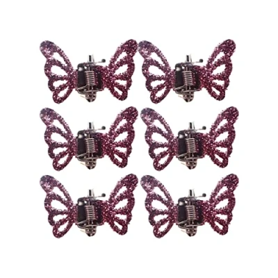 Image of Topkids Accessories 6pc Mini Butterfly Hair Clips for Women and Girls, Claw Clips, Styling, Clip, Accessories, (Rose Pink)