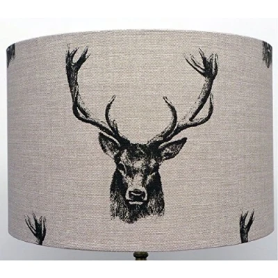 Image of Kushade 8 inch Ceiling Lampshade, Stag Head Fabric, Beige