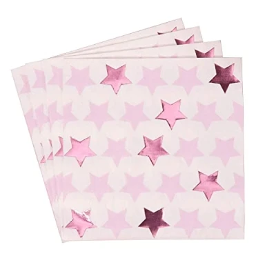 Image of Neviti 775325 Little Star Pink Napkin 16 Pack Paper Plate, 16.5 x 0.1