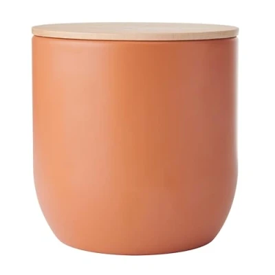 Image of KitchenCraft Idilica Kitchen Canister with Beechwood Lid, 12 x 12cm, Terracotta