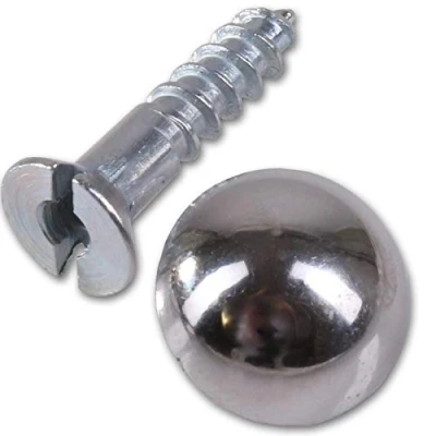 Image of 20x Chrome Domed Cap Mirror Screws 8mm x 3/4&quot;