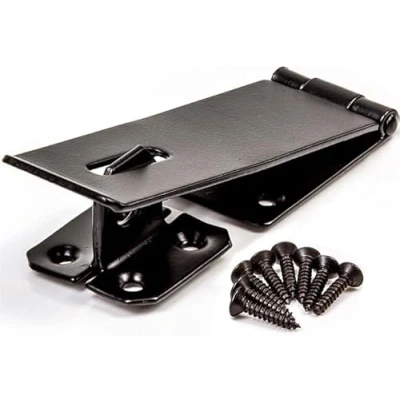 Image of Garden Mile 4&quot; Heavy Duty Black Safety Hasp &amp; Latch Staple Shed Lock Hut Gate Pad Security Outdoor Locking Tool