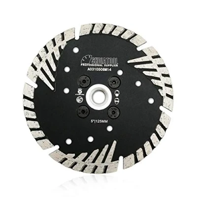 Image of SHDIATOOL Diamond Cutting Blade with Turbo Slant Protection Teeth 125mm / 5 Inch for Concrete Tile Granite Marble Masonry Brick