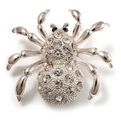 Image of Avalaya Diamante Spider Brooch (Silver Tone)
