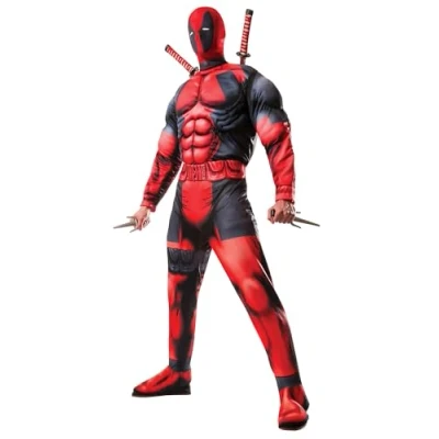 Image of Rubie&#039;s 810109XL000 Deluxe MARVEL DEADPOOL Heroes Adult Fancy Dress, Cartoon, Red, XL