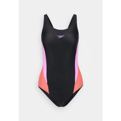 Image of Speedo Womens Colourblock Swimsuit, Women&#039;s, Size: 32, Neon violet