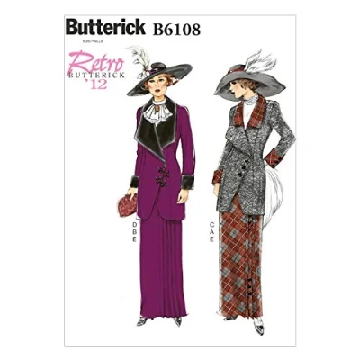 Image of Butterick Patterns 6108 A5 Sizes 6 8 10 12 14 Misses Jacket Bib and Skirt, White