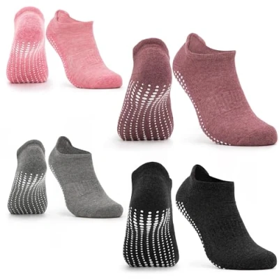 Image of Occulto Women Yoga Grip Socks Pack of 2 (Model: Mady) 4 Pairs Black Grey Pink Red 3 5