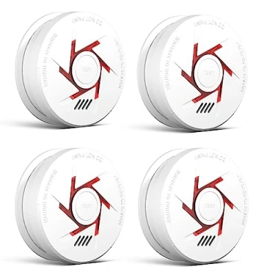 Image of Ruan Smoke Alarms for Home 9V battery Photoelectric Alarm Conforms to EN14604 Standard Detector with 5 years 4 Pack
