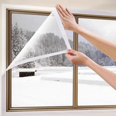 Image of Window Insulation Film Kits,Transparent Insulating Foil,Double Glazing for Windows,Window Shrink Kit,Film Kit to Avoid Condensation Cold in Winters (115x130cm/45&quot;x51&quot;)