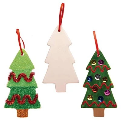 Image of Baker Ross AW986 Christmas Tree Decorations Pack of 5, Make Your Own Festive Ornament for Kids Painting, Arts and Crafts, Brown, One Size