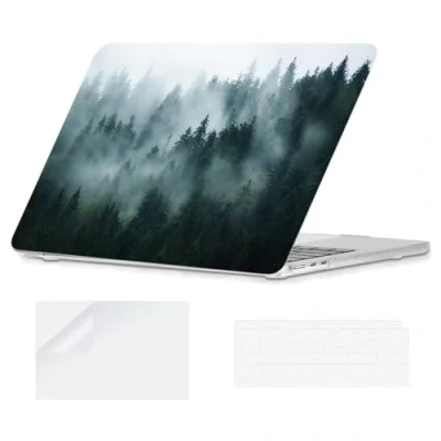 Image of YOPAS Cover for MacBook Air 13.6 inch 2024 2022 Release A3113 A2681, Plastic Pattern M2 M3 13 Case with Keyboard Cover&amp;Screen Protector, Forest