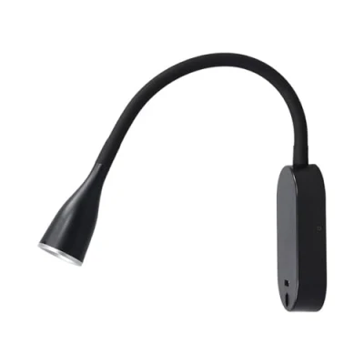 Image of LED Wall Light &#039;Enna&#039;with USB Socket (Modern) in Black for e.g. Bedroom (1 Source,) from Lindby Lighting, lamp