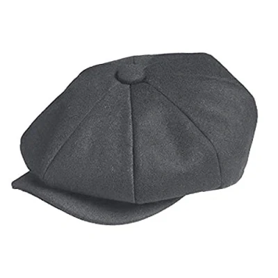 Image of TOSKATOK Unisex Mens Ladies Plain 8 Panel Wool Blend Baker Boy Newsboy Flat Cap Grey