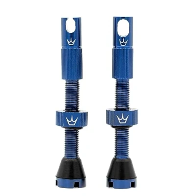 Image of Peaty&#039;s X Chris King MK2 Tubeless Valves Presta Integrated Spoke Key &amp; Valve Core Removal Caps, Mountain Bike, Road Gravel Bicycle Tyre, Insert Compatible, 7075 Aluminium 42mm, Navy