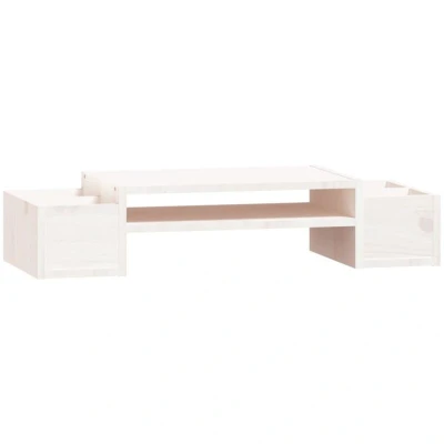 Image of vidaXL Monitor Stand White 70x27.5x15 cm Solid Wood Pine