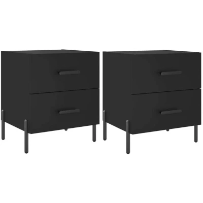 Image of vidaXL Bedside Cabinets 2 pcs Black 40x35x47.5 cm Engineered Wood