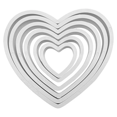 Image of PME PNH2 Heart Cutters, Set of 6, White, 11 x 1 cm