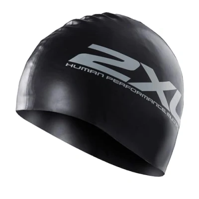 Image of 2XU Unisec Silicone Swim Cap, Black, One Size