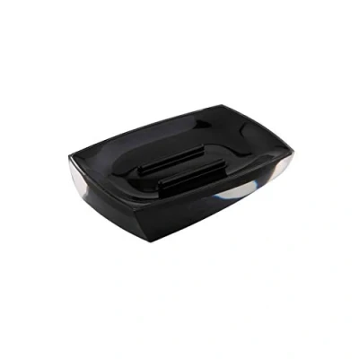 Image of axentia Graz Soap Dish, Plastic, Black, 11.4 x 2.2 7.5 cm