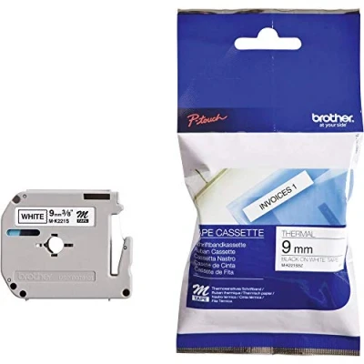 Image of Brother 0.9 cm x 4 m Non Laminated Tape Black/White