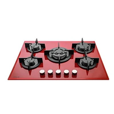 Image of MILLAR GH7051PR 70cm Built in 5 Burner RED Gas on Glass Hob/Cooker/Cooktop with FFD