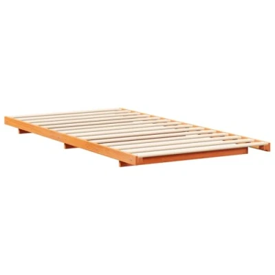 Image of Floor Bed Frame Wax brown 100 x 210 cm Solid pine wood vidaXL