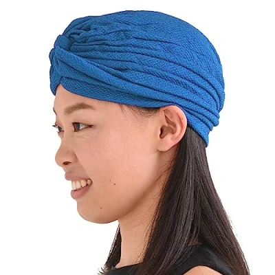 Image of CHARM Fortune Teller Fashion Turban for Women Arabian Boho Festival Hats Twist Headwrap Indian Costume Headpiece Blue