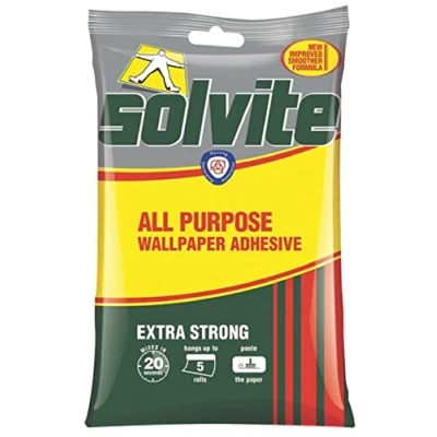 Image of Solvite All Purpose Wallpaper Adhesive,Wallpaper Paste, Mixes in 20 Seconds, Hangs up to 5 Rolls, 1x92 g Sachet