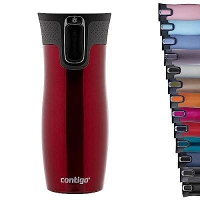 Image of Contigo Unisex&#039;s West Loop Autoseal Thermobecher, Edelstahl Isolierbecher, Kaffeebecher to Go, BPA frei, auslaufsicherer Reisebecher mit Easy Clean Deckel, hält bis zu 5h Warm, 470 ml, Earl Grey